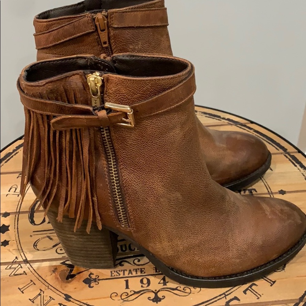Steve Madden Woodmere Brown Fringe Bootie Sz. 9